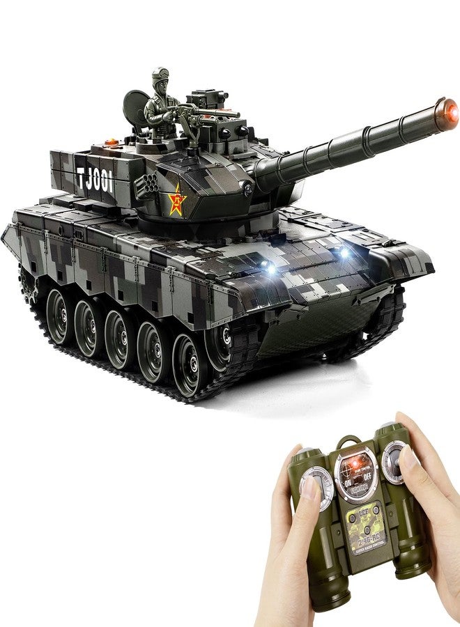 Supdex 1/24 RC Tank, Remote Control Chinese 99 Army Model Tank with Sound Effects, Lights and Smoke, 2.4G Military Model Toy for Kids, Perfect Birthday for Boys 6+ Years Old - Image 1
